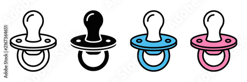 Bild auf Leinwand Baby pacifier vector icon set, newborn dummy collection in outline and flat styl