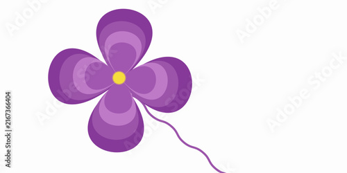 A detailed cartoon illustration of a purple daisy with a bright yellow center