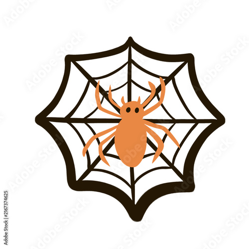 Halloween Spider Web with Spider Vector Illustration