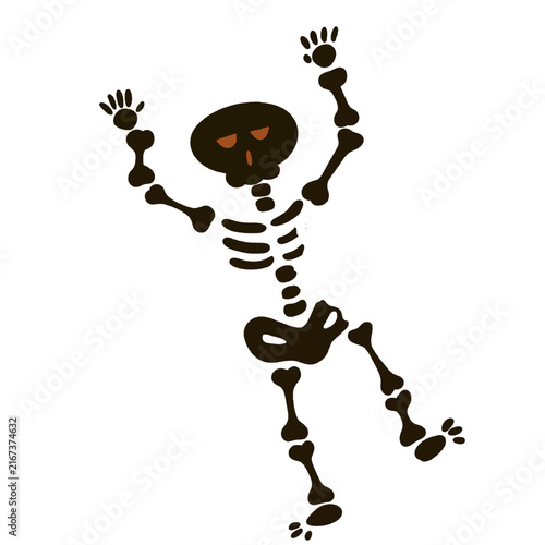 Dancing Skeleton Vector Illustration Funny Halloween Character
