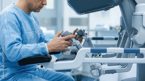 Canvastavla A surgeon's hands controlling a medical robot during a robotic surgery procedure