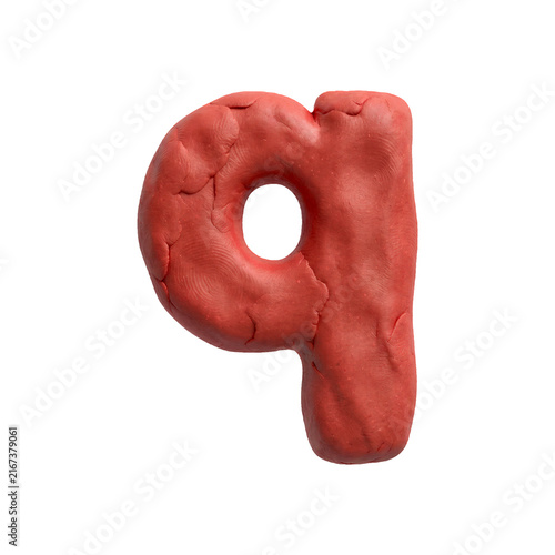 plasticine letter Q - Lower-case 3d playdough font - Suitable for modelling, stop-Motion Animation or sculpting related subjects