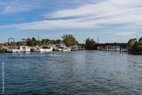 Travel destination,and old port building, originally built in 1800s in Portsmouth, NH, New England.