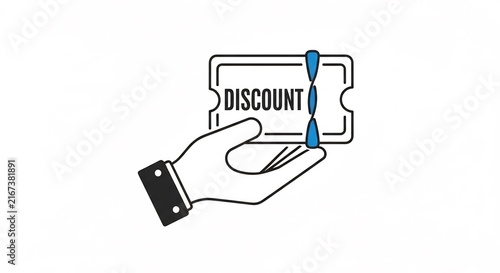 Minimalist hand holding a discount ticket for retail promotion