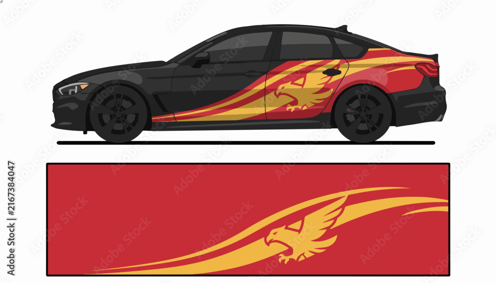 Fototapeta premium Abstract eagle racing car decal vinyl sticker design.