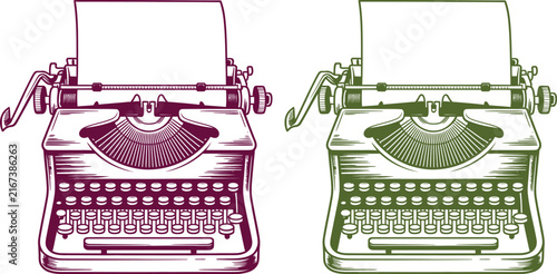 Fotografie Vintage Typewriters, Retro Writing Machines, Antiquated Lettering Equipment, Cla