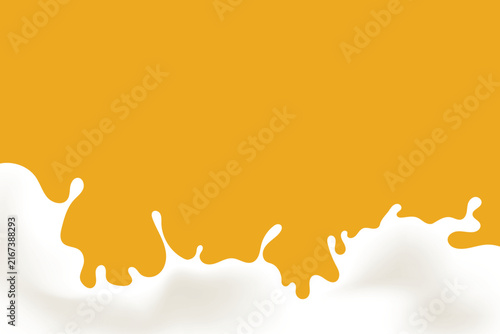 A wave of milk creates a splash against an orange background.