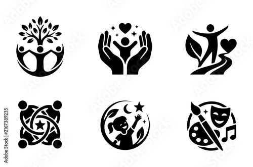 Community Care Icons, Family Support Symbols, Human Connection Graphics, Child Welfare Emblems, 6 Vector Graphics