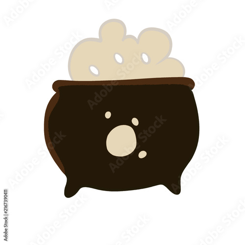 Bubbling Witch Cauldron Halloween Vector Illustration