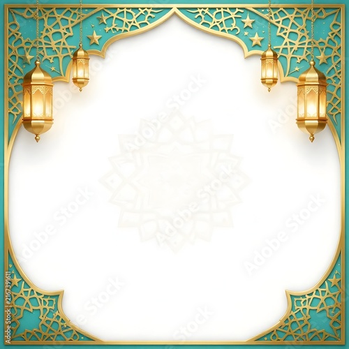 Islamic Ornate Border with Gold Lanterns