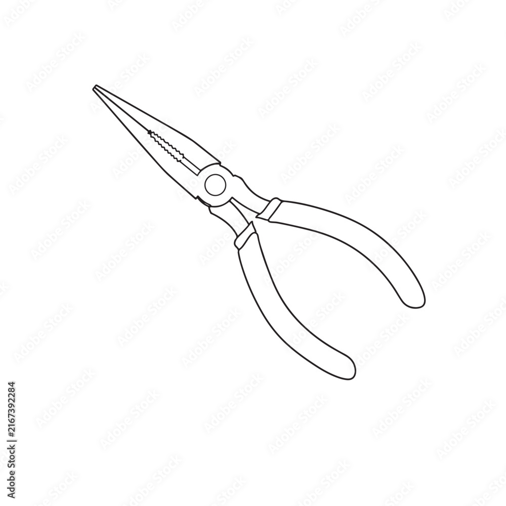 Obraz premium Needle Nose Pliers Line Art – Hand Tool Illustration