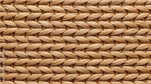 Horizontal close-up photo of a natural wicker basket texture background, organic vine and straw weave pattern