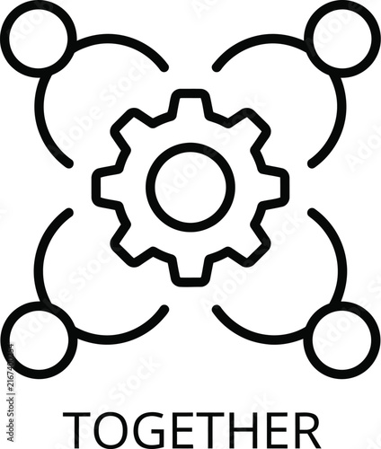 Teamwork collaboration business people working together gear icon with teamwork collaboration business