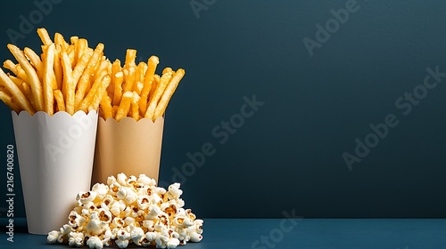 French fries and popcorn snack combo.