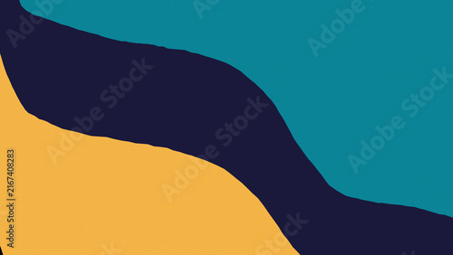 Abstract minimalist wavy background featuring teal, dark blue, and yellow gold smooth flowing shapes, ideal for modern graphic design and banner.
