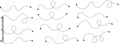 Foto Curve dot line double side arrow set