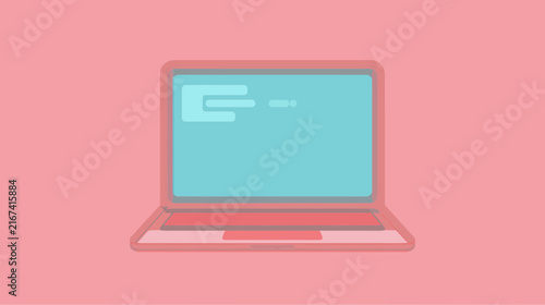фотографія Minimalist pink and teal laptop computer graphic.