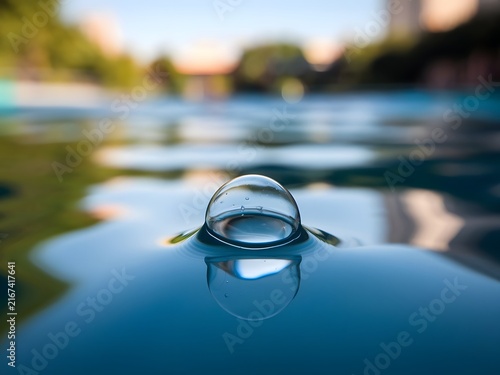 Liquid Bubble Floating with Reflection Macro Abstract Glass Texture