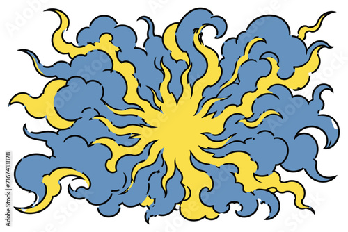 Abstract sun and blue clouds illustration Vector