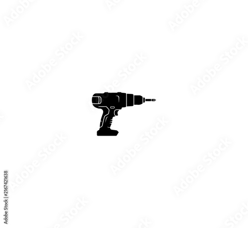 Black Cordless Drill Vector Illustration