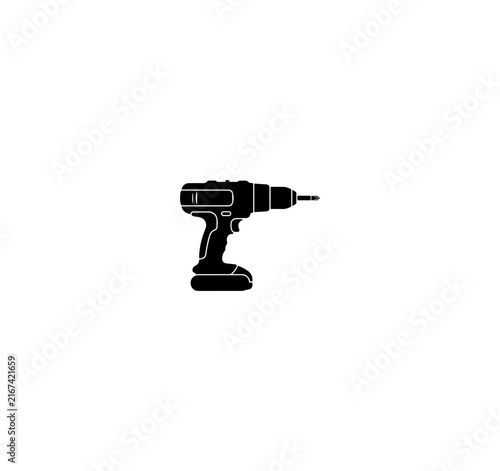 Black Power Drill Vector Illustration