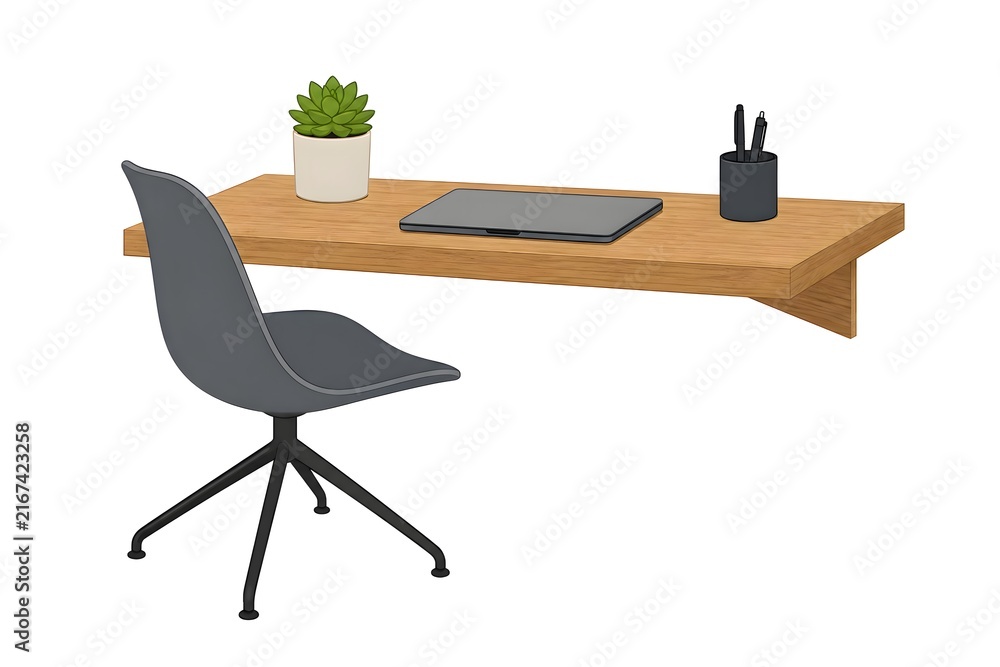 Fototapeta premium Isolated vector graphic of modern compact home office desk corner