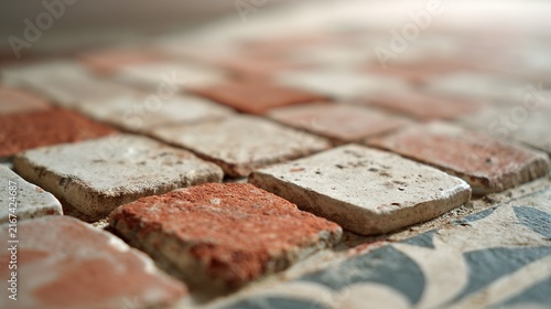Aged Mosaic Tile Worn Surface Texture