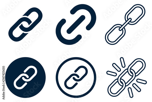 Group of chain link icons in blue and white