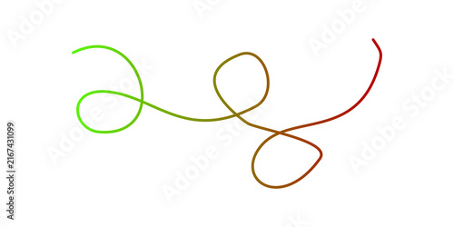Gradient swirl line with green to red transition on black abstract curve