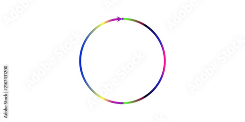 Circular arrow with rainbow gradient on circle