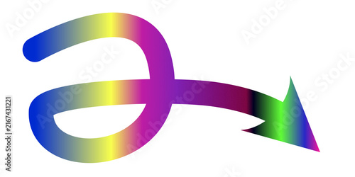 Abstract symbol with rainbow gradient arrow pointing right
