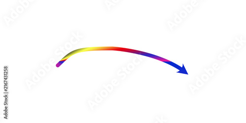Curved arrow with rainbow gradient and blue arrowhead on black colors