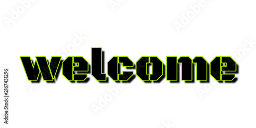 Neon green outline text 