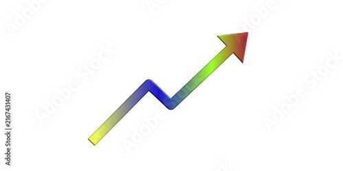 Upward trending arrow graph with rainbow gradient on chart