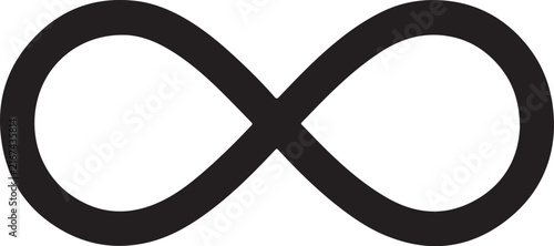 Black infinity loop symbol vector graphic representing eternity endlessness and flow.