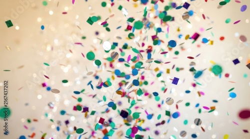 Explosion of Joy: Colorful confetti rains down, creating a festive atmosphere of celebration and excitement, perfect for marking special occasions and joyful moments.