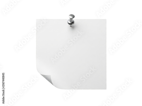 Tapety artystyczne Blank white paper note pinned isolated on transparent background