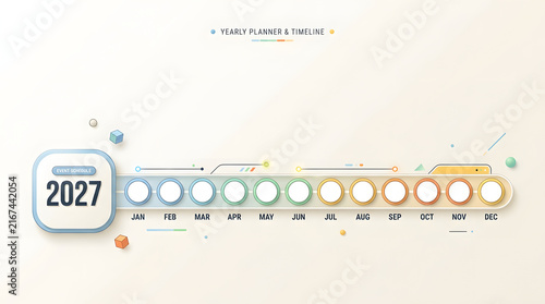 Colorful Yearly Planner and Timeline for 2027 with Modern Design