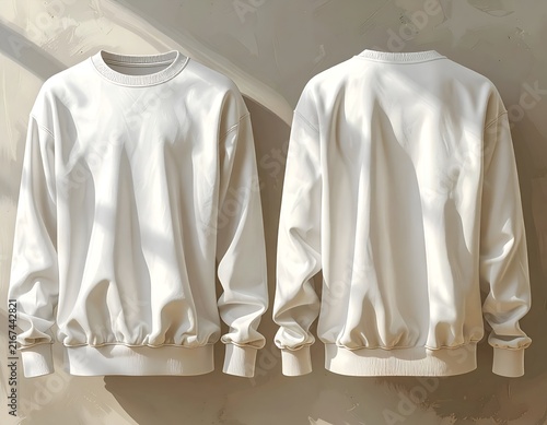 White sweatshirt mockup featuring aesthetic sunlight shadows.