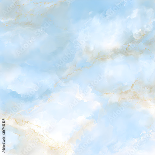 Soft Blue and Gold Abstract Marble Background