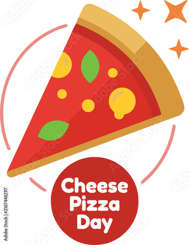 Cheese Pizza Slice Illustration for National Pizza Day Celebration