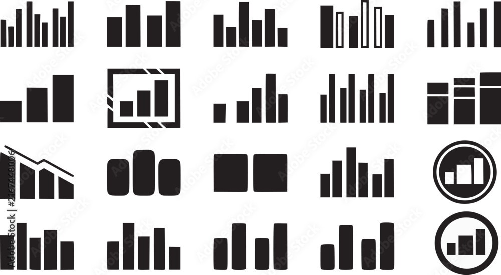 Obraz premium Professional Collection of Bar Graph Vector Icons for Data Visualization Project