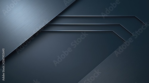 Dark Blue Geometric Abstract Background with Metallic Accents.