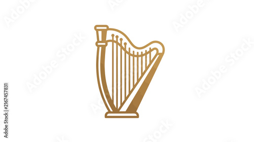 Vector illustration of an elegant harp with vertical strings in a clean line art style, perfect for musical and cultural design projects