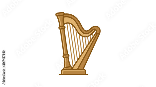 Elegant golden harp illustration for music design projects, vector1 (22).eps inspired by classical string instruments and orchestral elements
