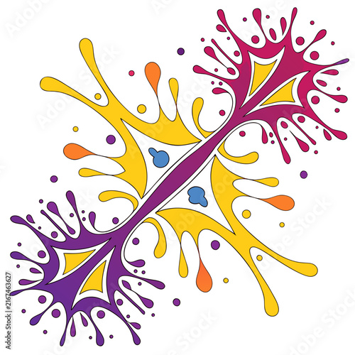 Abstract paint splash vector illustration with bright liquid flow shapes in yellow magenta and orange for modern artistic background decor elements or colorful design projects.