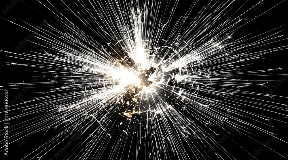 Obraz premium Dynamic light burst explosion with radiating beams for high-impact graphic design backgrounds