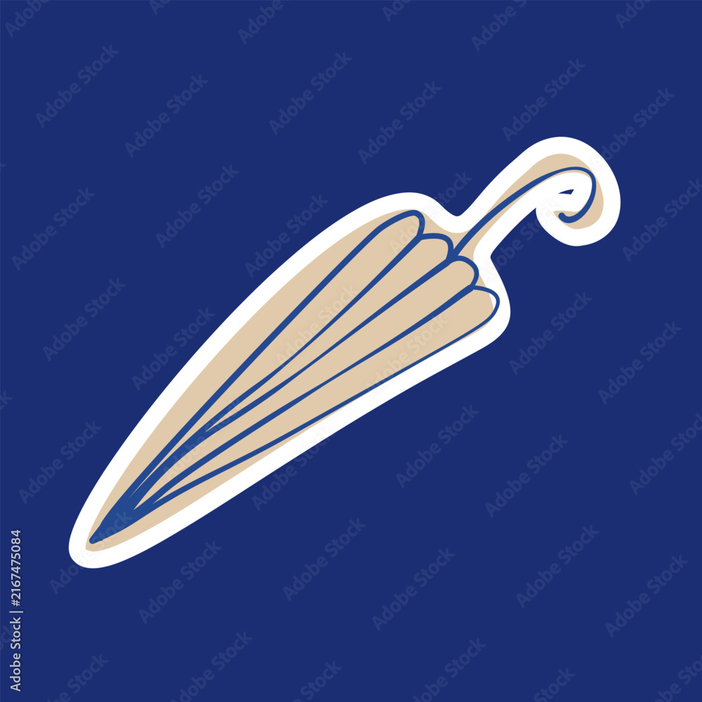 Obraz premium Cute Closed Umbrella Sticker Vector Illustration for Autumn Rain and Weather Design
