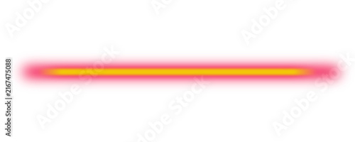 Glowing horizontal neon line with pink and yellow gradient effect isolated on white background