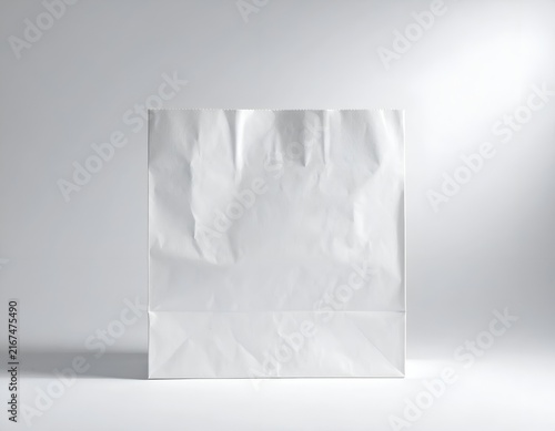 White paper bag centered front view